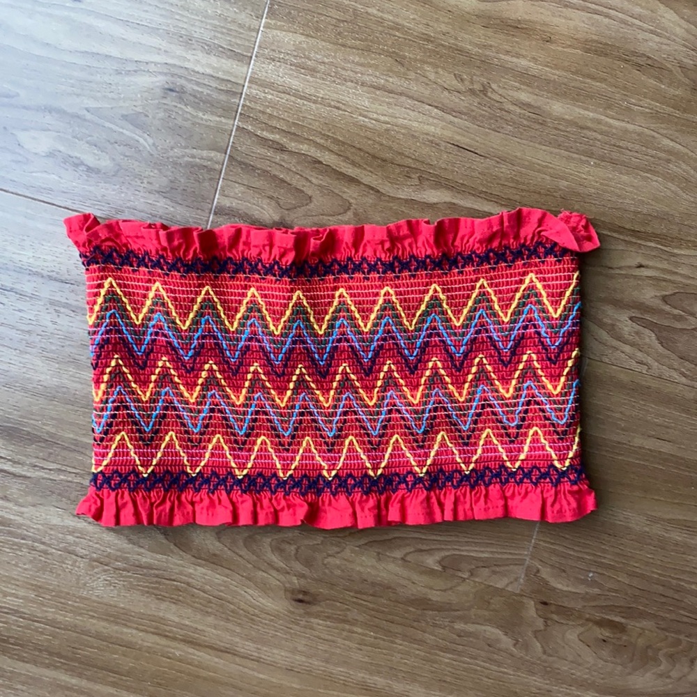 Red bandeau crop top